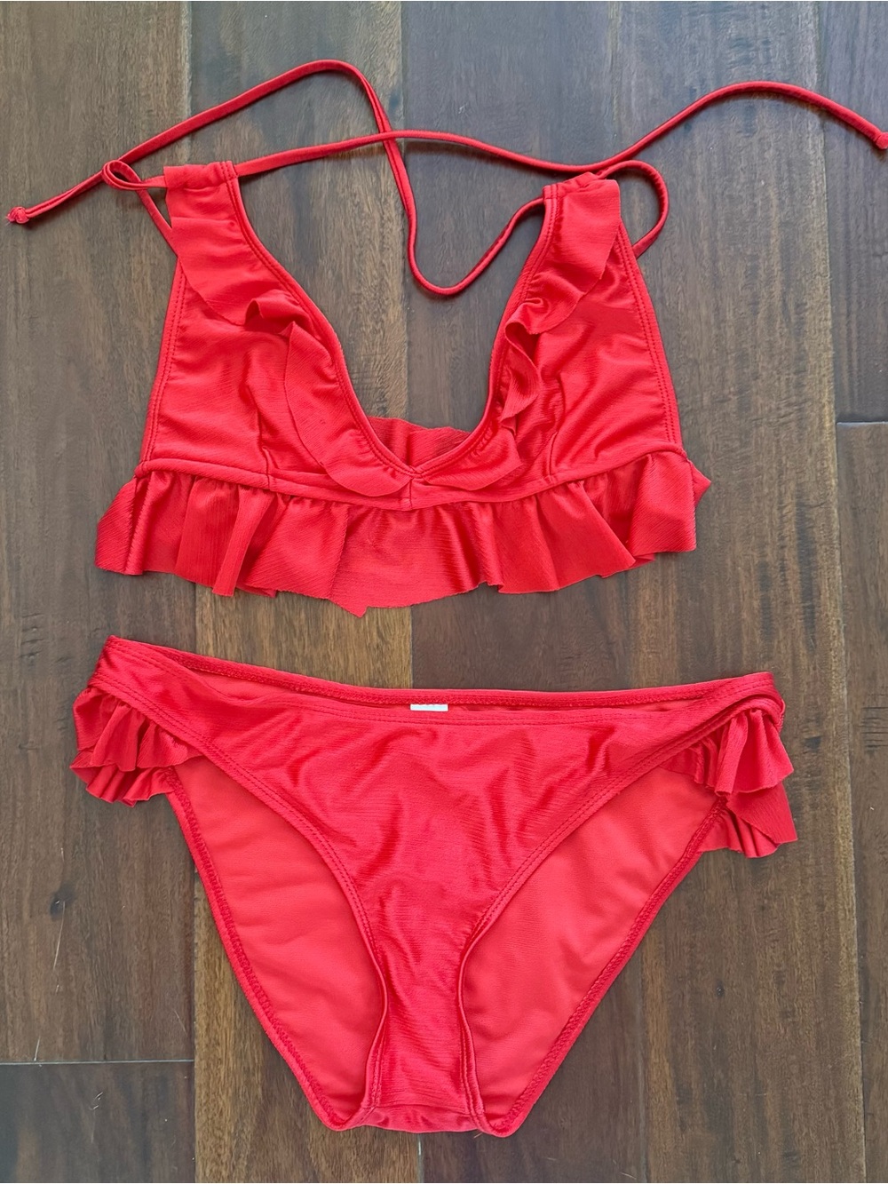 ASOS Red Ruffle Bikini Set Size M
